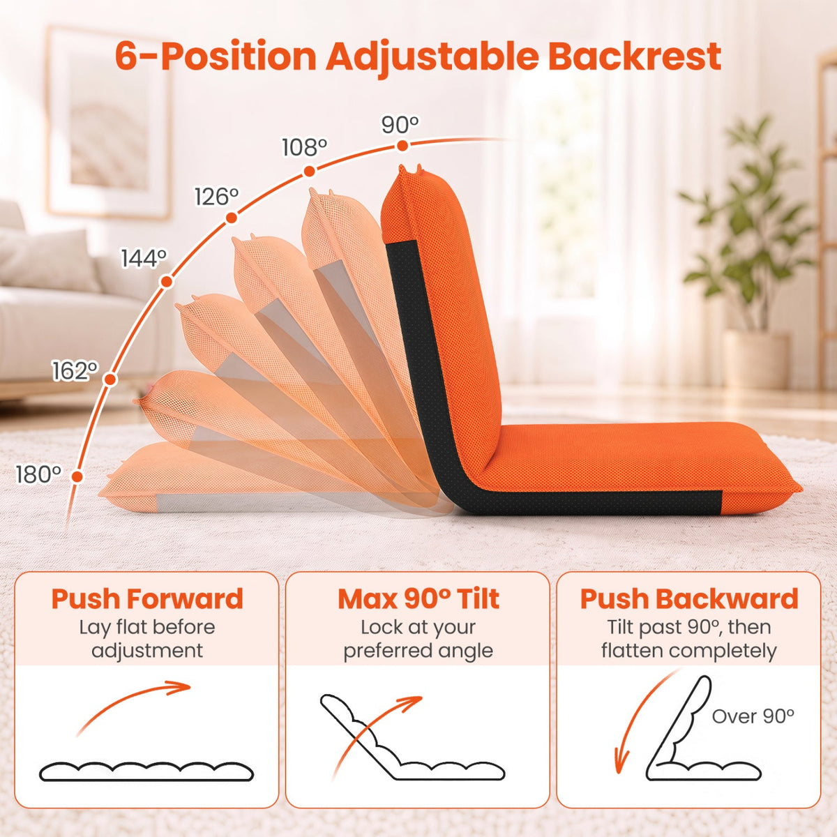 Adjustable Floor Chair with 6 Reclining Positions DirectDeals