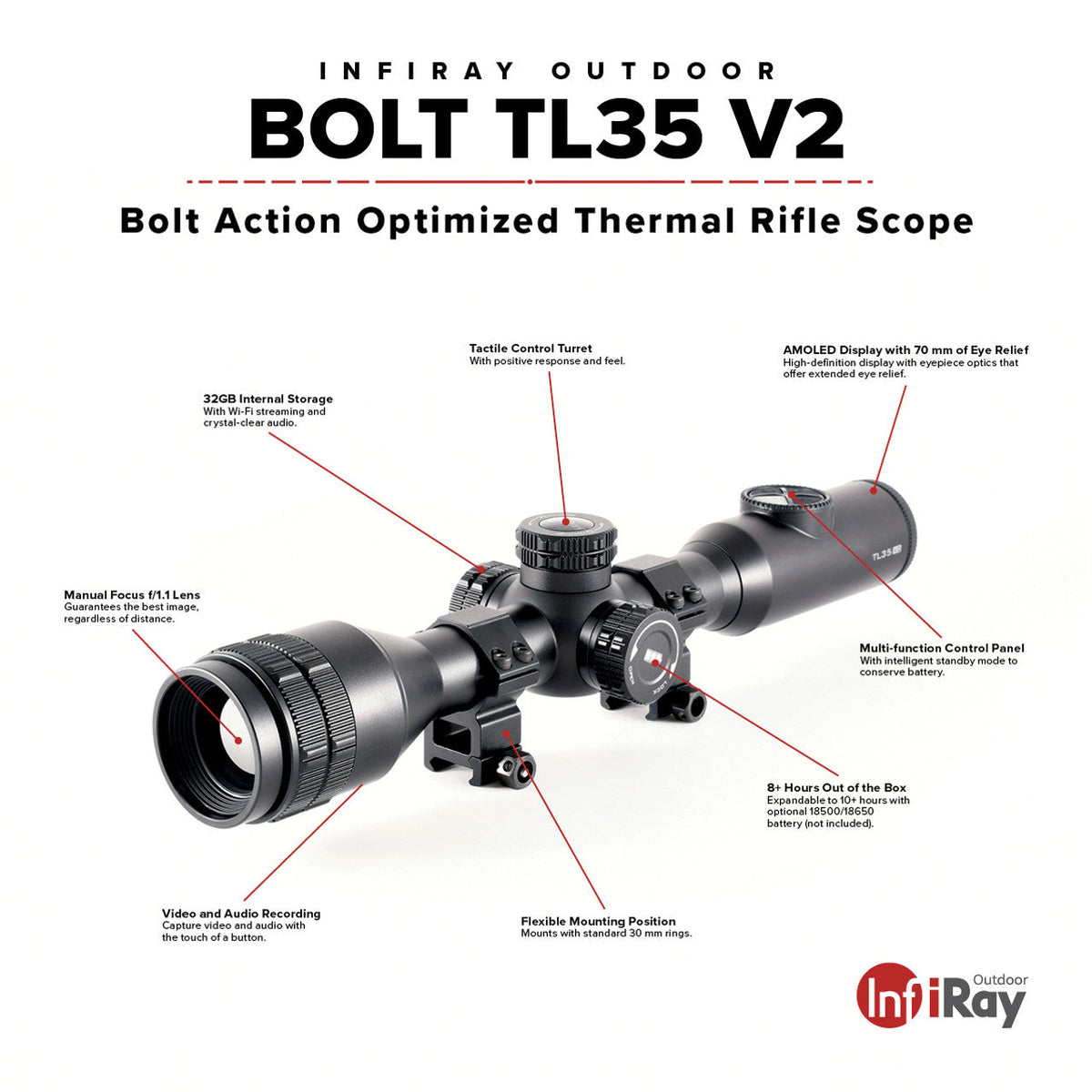 iRay Bolt TL35 V2 - 3-12 LPVO - Thermal Rifle Scope