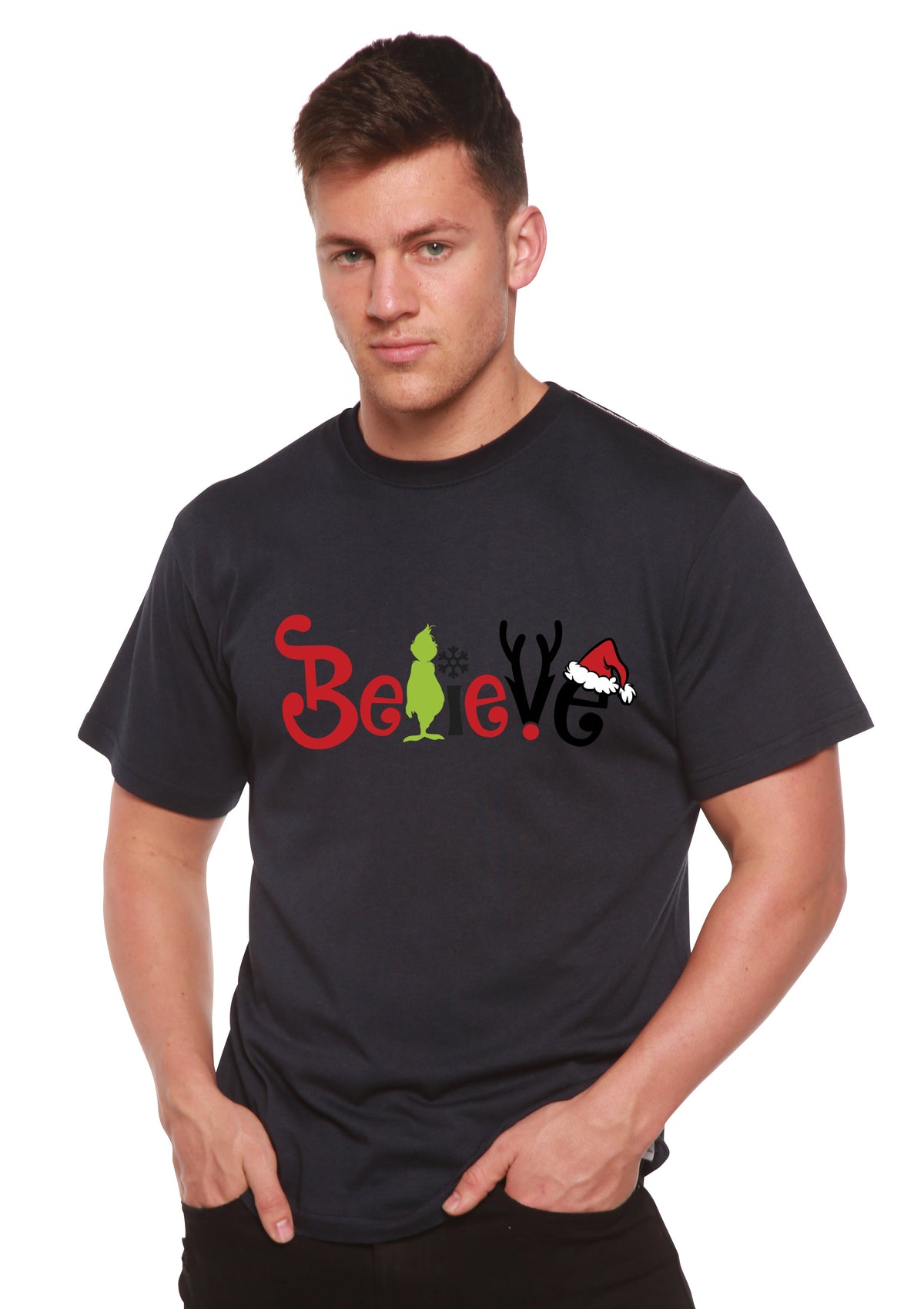 Believe Christmas Printed Men's Bamboo T-Shirt