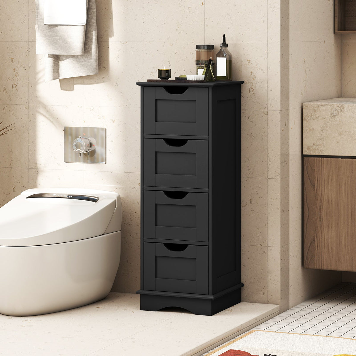 Bathroom Storage Cabinet with Cutout Handles and 4 Drawers DirectDeals