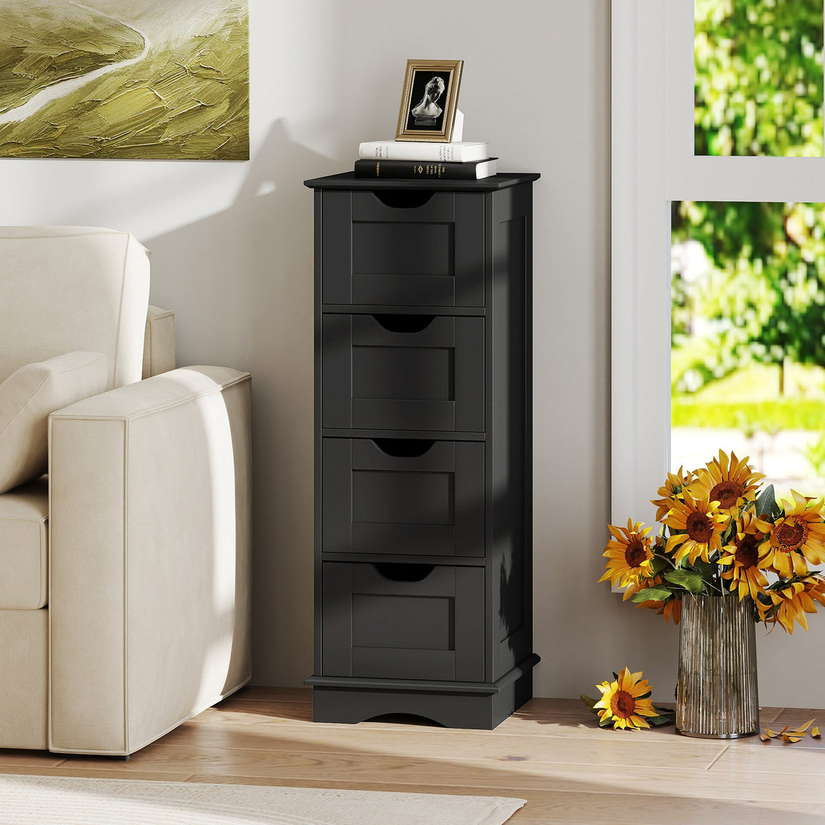Bathroom Storage Cabinet with Cutout Handles and 4 Drawers DirectDeals