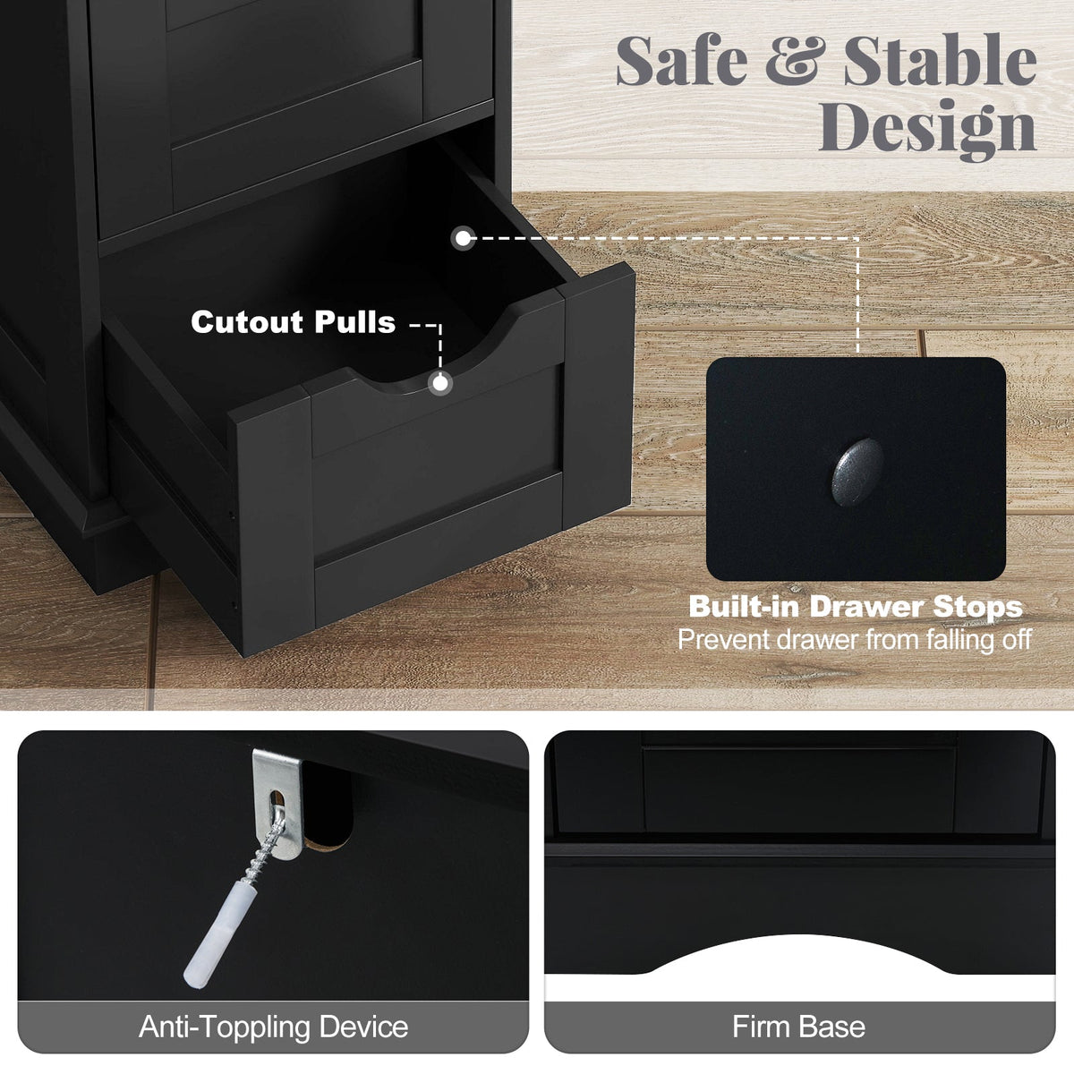 Bathroom Storage Cabinet with Cutout Handles and 4 Drawers DirectDeals