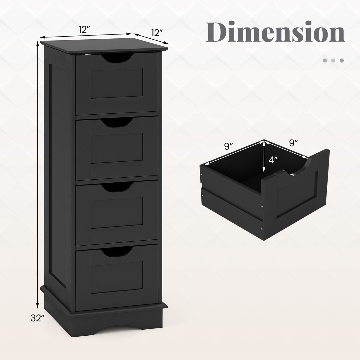 Bathroom Storage Cabinet with Cutout Handles and 4 Drawers DirectDeals