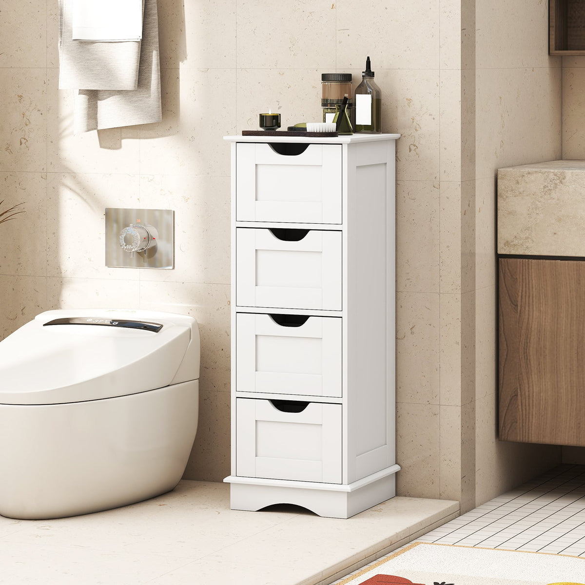 Bathroom Storage Cabinet with Cutout Handles and 4 Drawers DirectDeals
