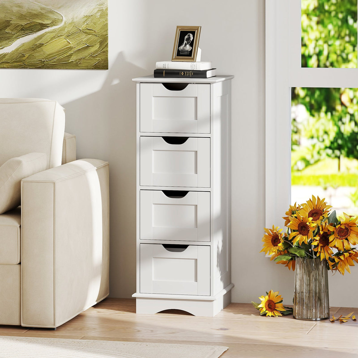 Bathroom Storage Cabinet with Cutout Handles and 4 Drawers DirectDeals