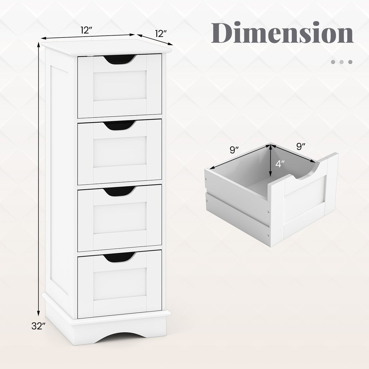 Bathroom Storage Cabinet with Cutout Handles and 4 Drawers DirectDeals
