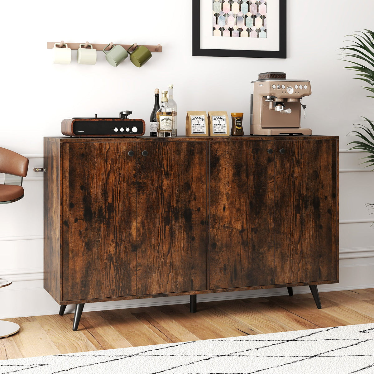 Buffet Sideboard Mid Century Modern Storage Cabinet with Adjustable Shelves