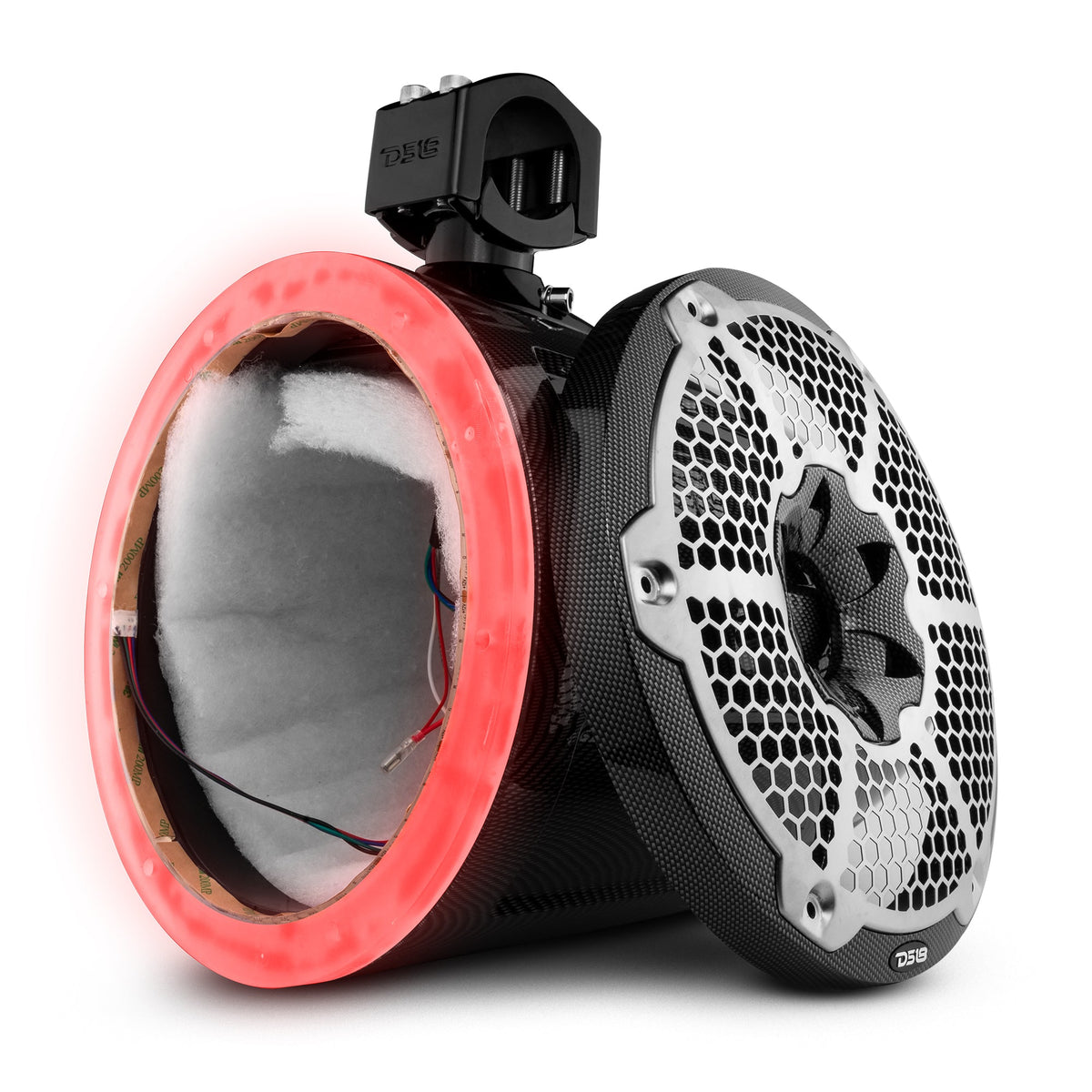 NXL 10" Marine and Powersports Empty Tower LED RGB Lights -Black Carbon Fiber DS18