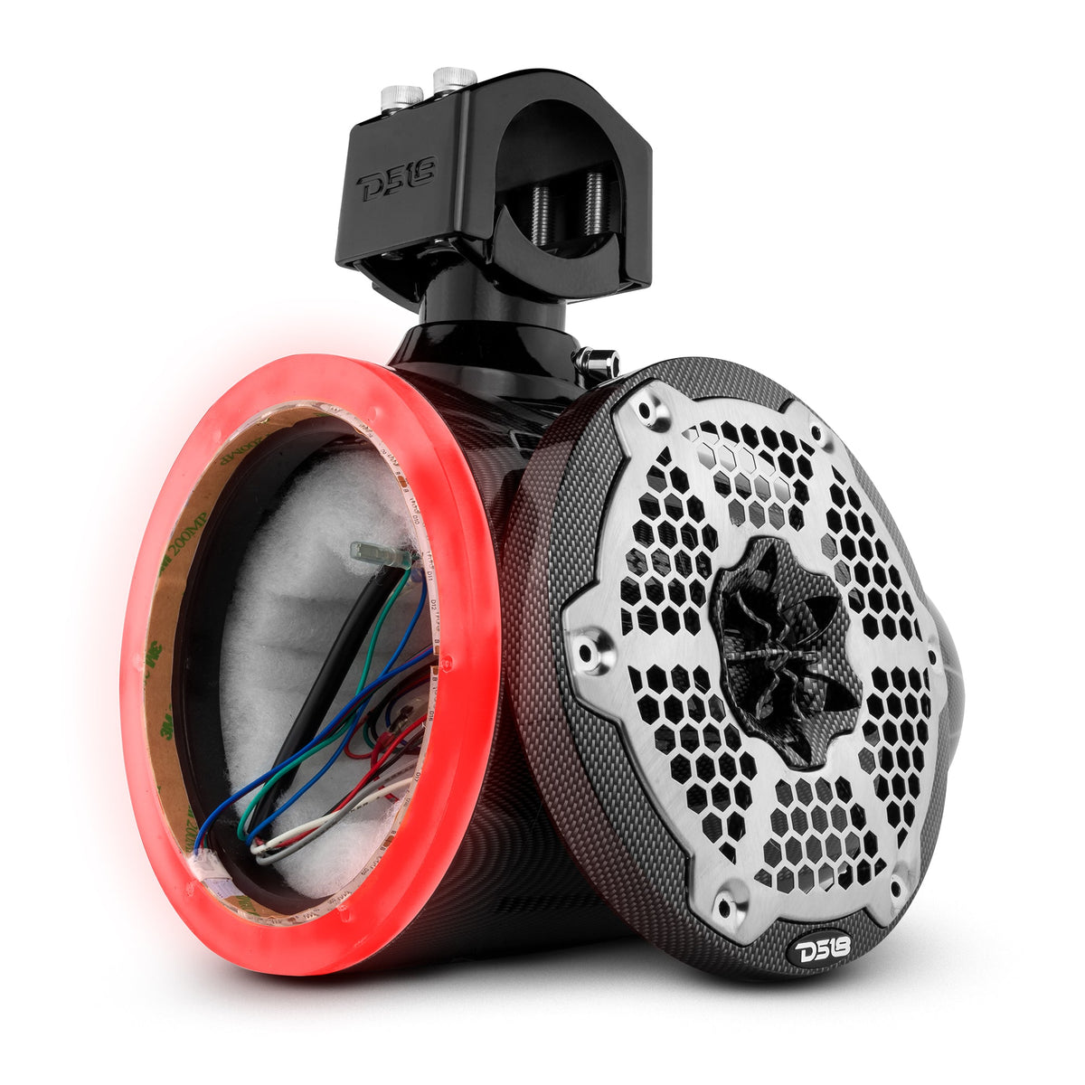 NXL 6.5" Marine and Powersports Empty Tower LED RGB Lights -Black Carbon Fiber DS18