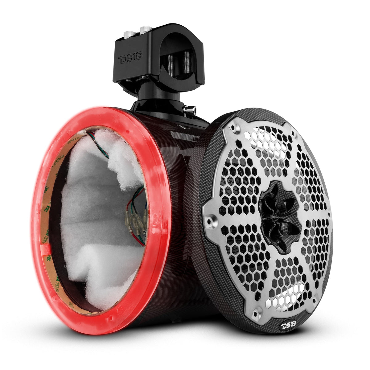 NXL 8" Marine and Powersports Empty Tower LED RGB Lights -Black Carbon Fiber DS18