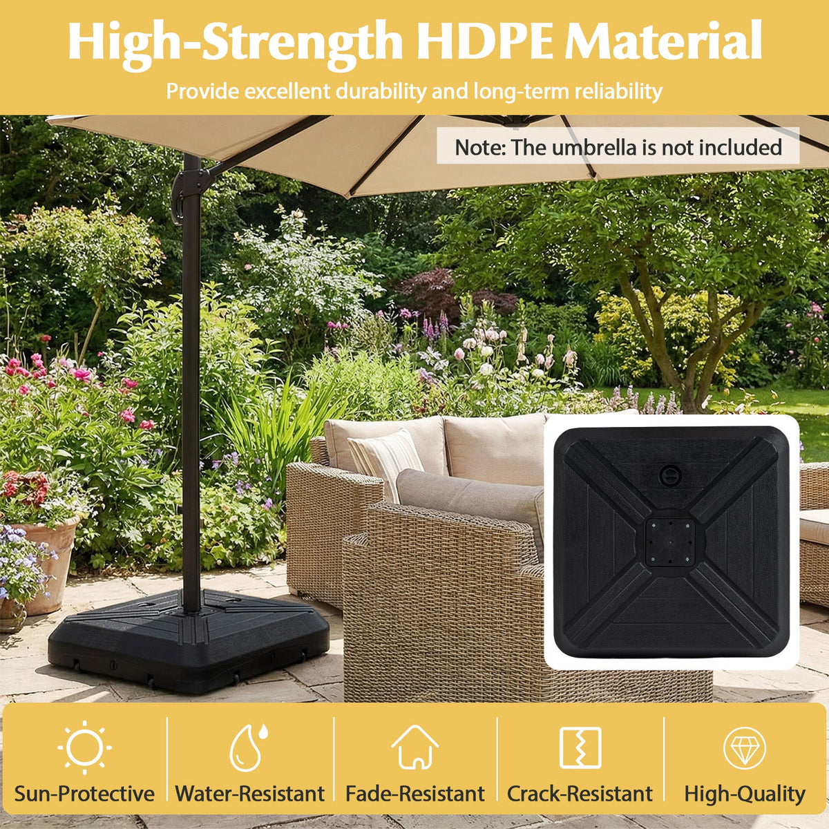 Cantilever Offset Umbrella Base with Wheels for Backyard Poolside DirectDeals
