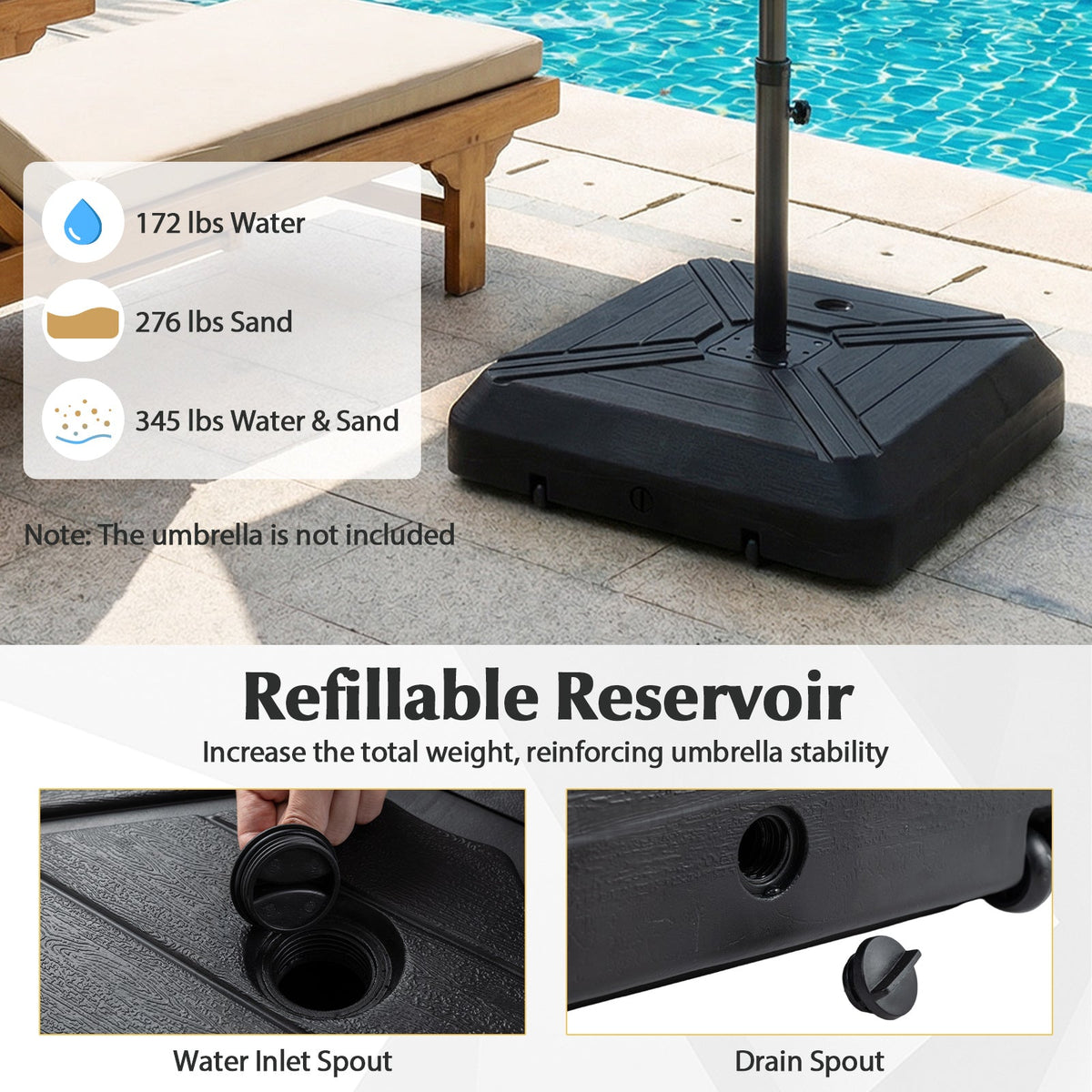 Cantilever Offset Umbrella Base with Wheels for Backyard Poolside DirectDeals