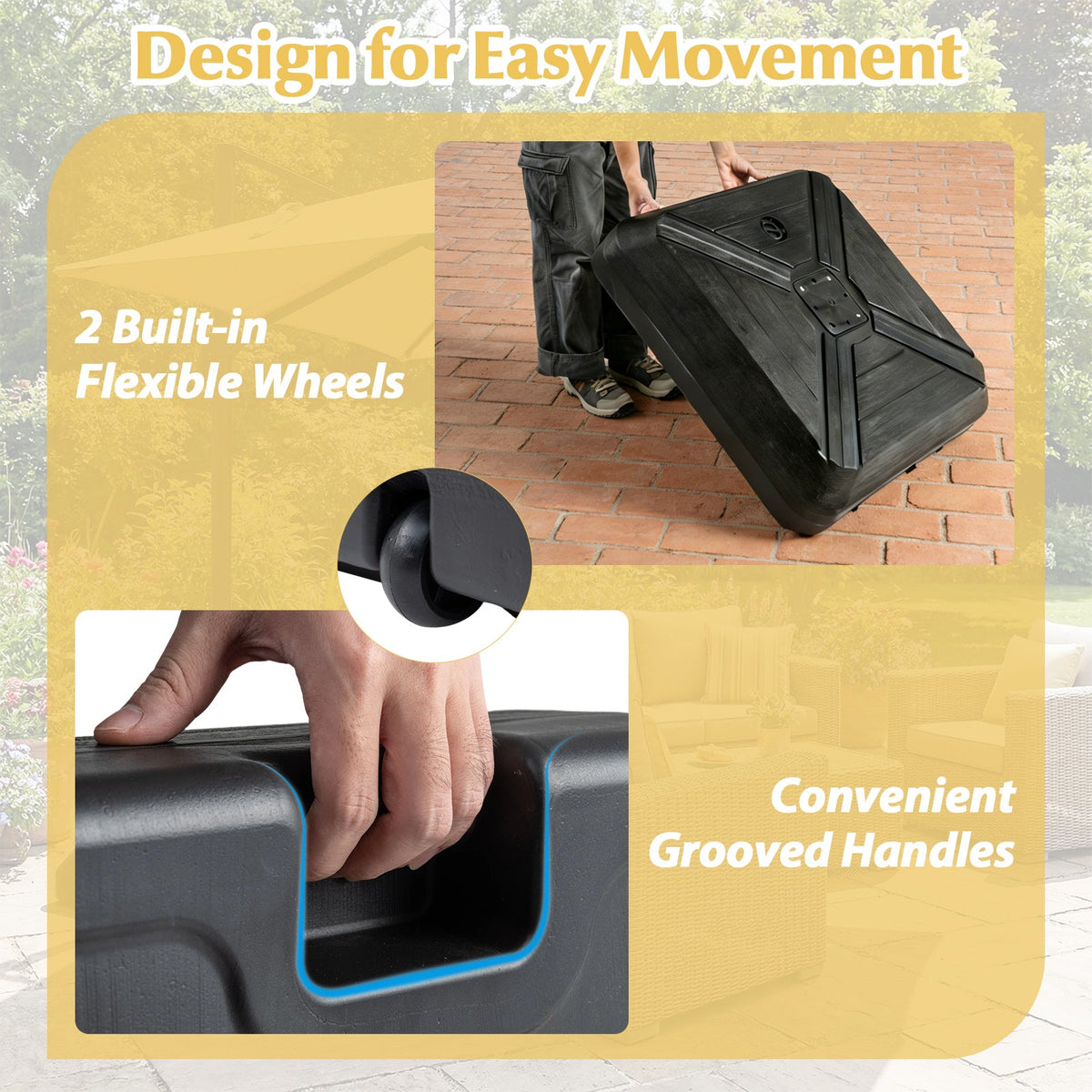 Cantilever Offset Umbrella Base with Wheels for Backyard Poolside DirectDeals