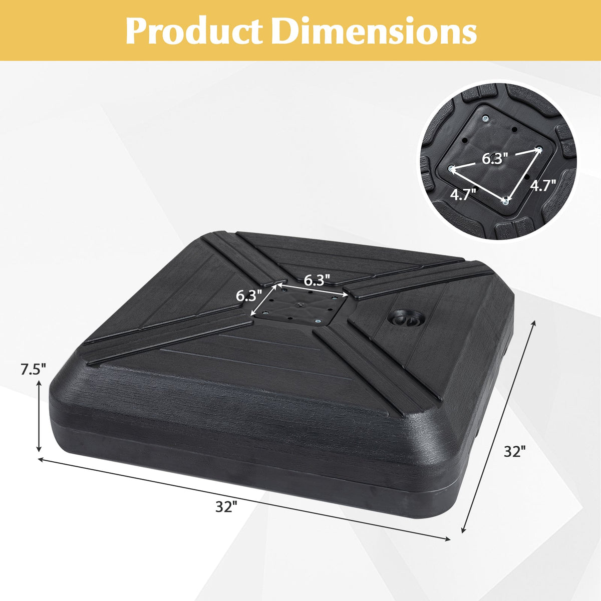 Cantilever Offset Umbrella Base with Wheels for Backyard Poolside DirectDeals