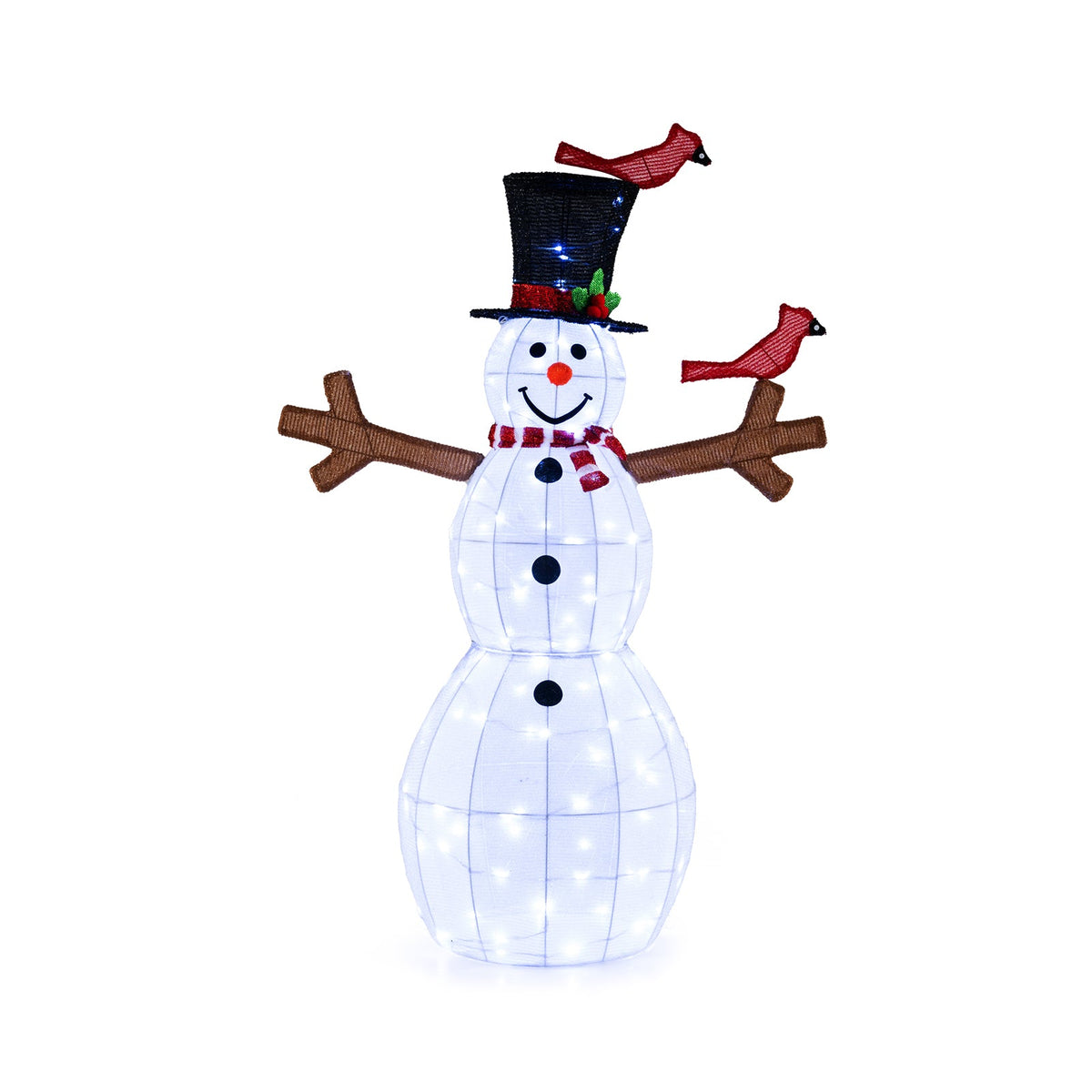 4.8 Feet Christmas Snowman with 120 LED Lights and 2 Decorative Red Birds