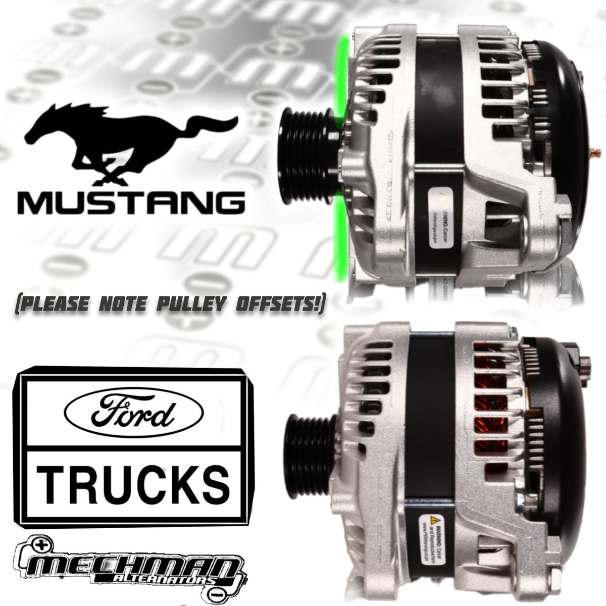 Mechman 240 Amp High Output Racing Alternator Ford 5.0L Coyote Engine Swap - 1 Wire Turn On