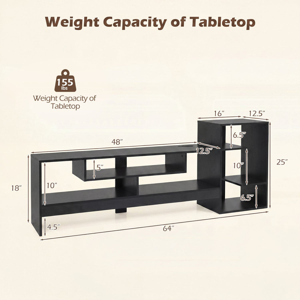 TV Stand for 55 Inch TV with Power Outlets and Storage
