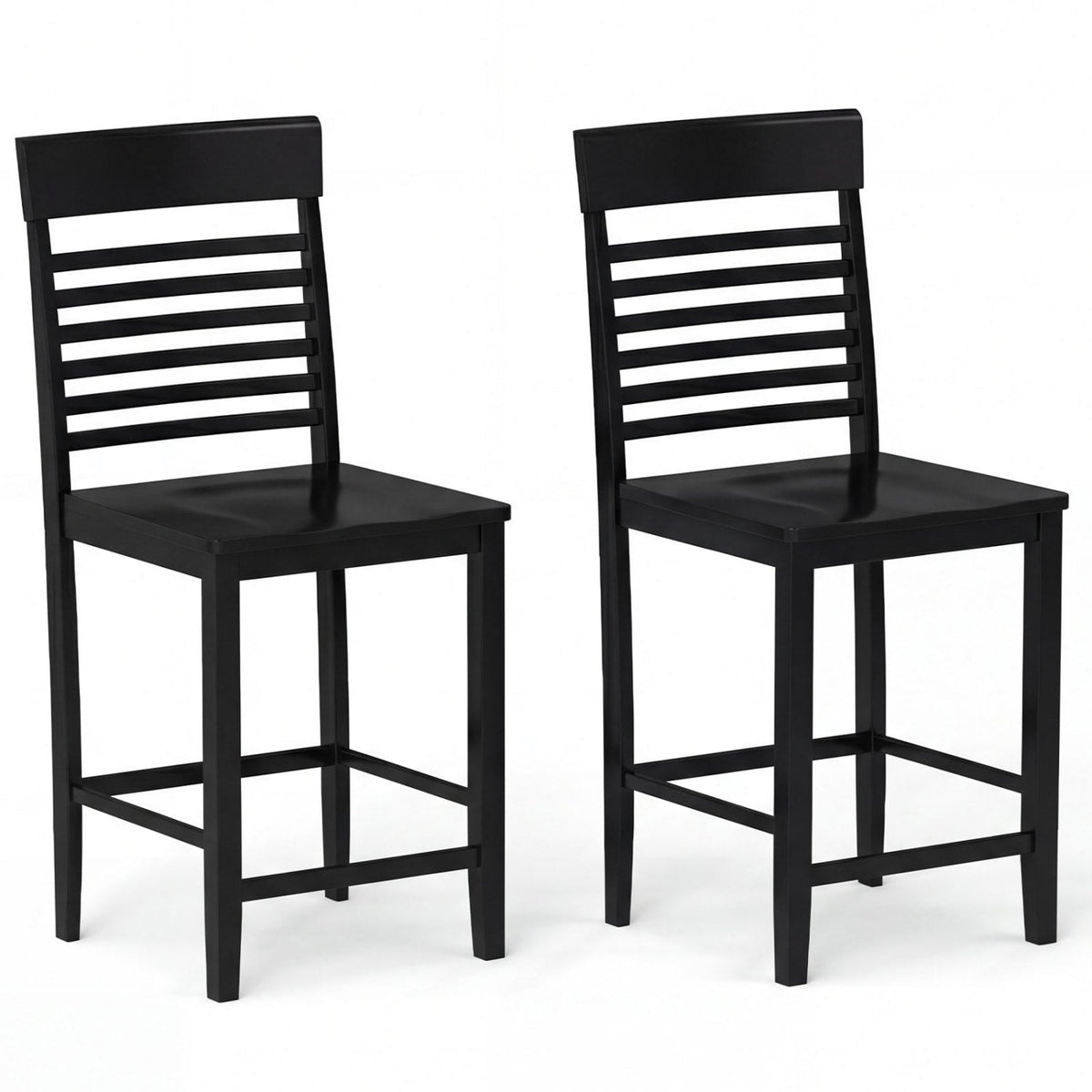 Dining Chair Set of 2 with Footrests and Solid Wood Frame