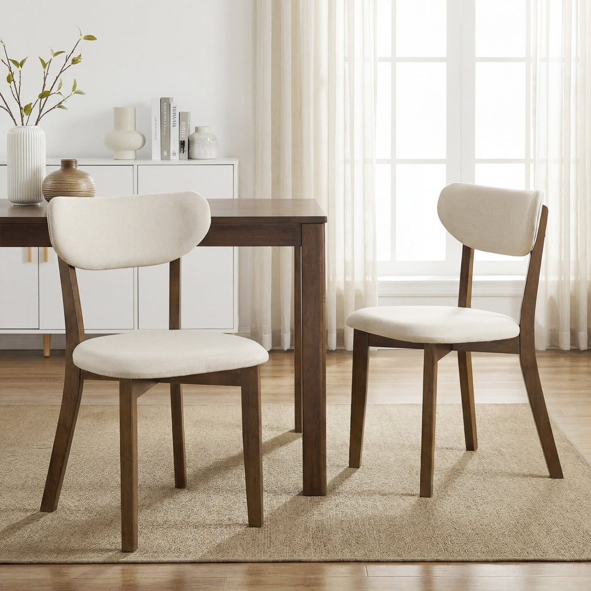 Dining Chairs Set of 4 with Solid Rubber Wood Frame