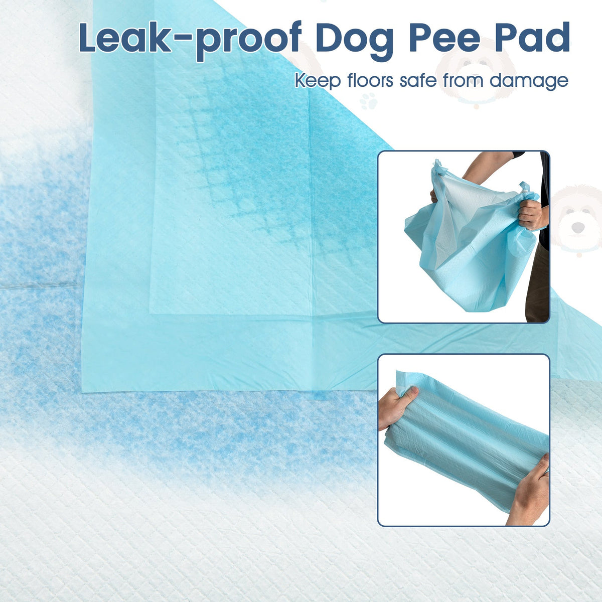 Dog and Puppy Pee Pads 24" x 17" (300 Counts) for Potty Training-Blue