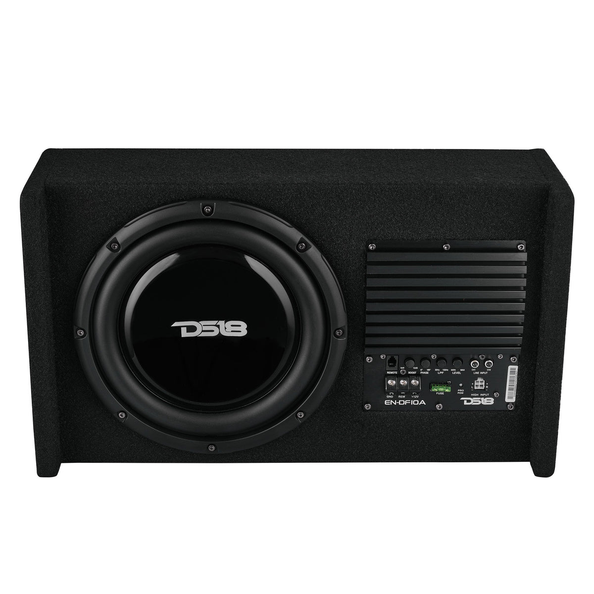 10" Loaded Amplified Shallow Down Fire Subwoofer Enclosure 250 Watts Rms DS18
