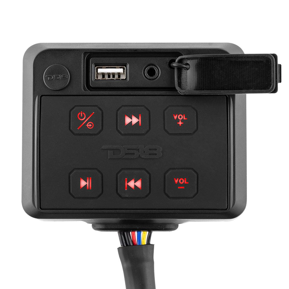 Marine And Powersports Waterproof Receiver Enclosure with Bluetooth, AUX Input, USB Player and Controls DS18