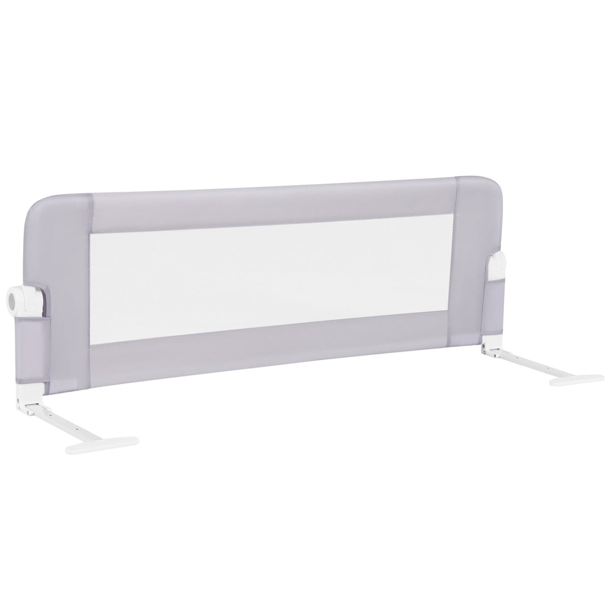 Foldable Bed Rail with Swing Down Design - Light Gray DirectDeals