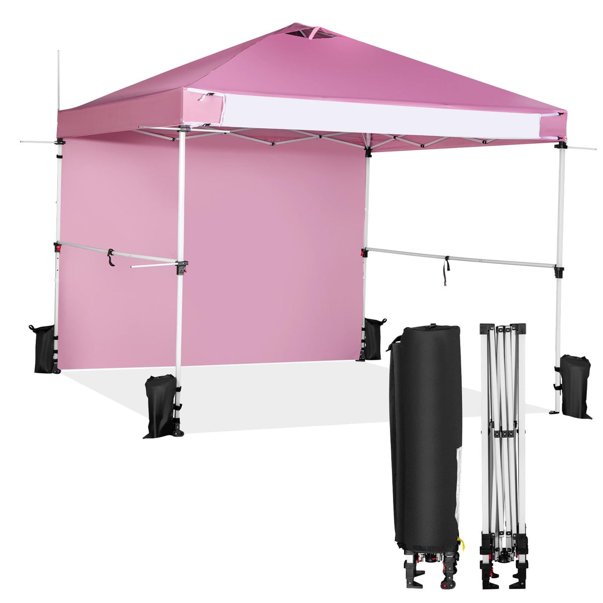 10 x 10 Feet Foldable Commercial Pop-up Canopy with Roller Bag and Banner Strip