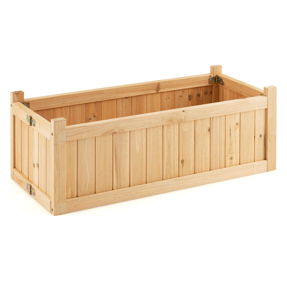 Folding Wooden Raised Garden Bed with Removable Bottom for Herbs Fruits Flowers DirectDeals
