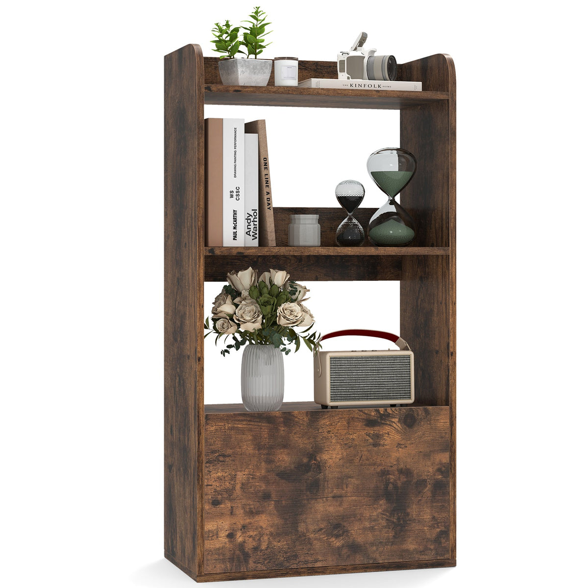 Freestanding Bookshelf with 3-Tier Open Shelf
