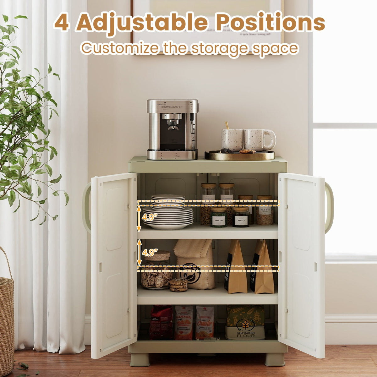 Freestanding Buffet Cabinet Sideboard with 2 Doors and Adjustable Shelves for Kitchen and Garage