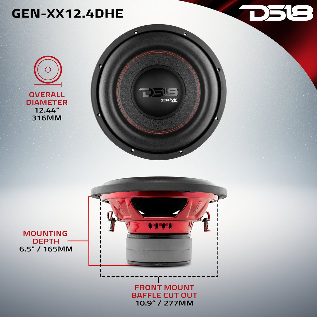 GEN-XX 12" High Excursion Subwoofer Double Stacked Magnets 600 Watts Rms DVC  4-Ohm DS18