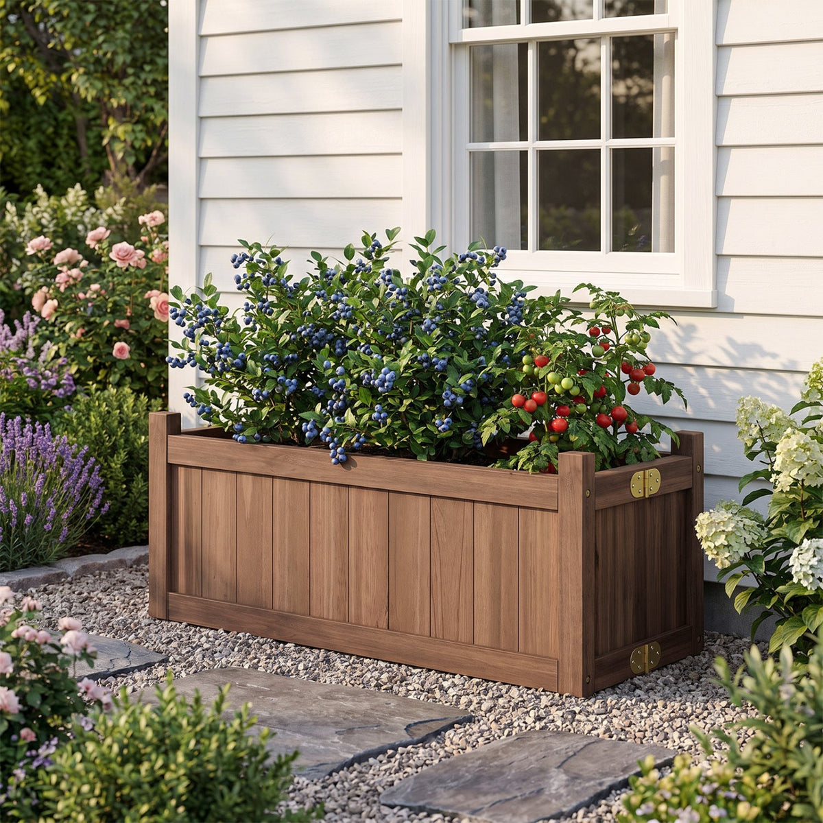 Folding Wooden Raised Garden Bed with Removable Bottom for Herbs Fruits Flowers DirectDeals