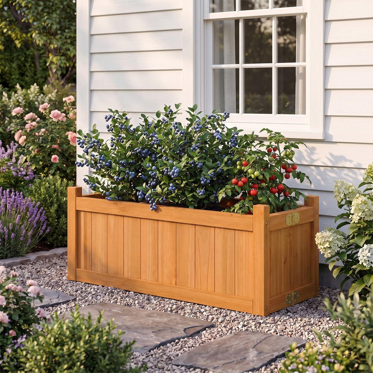 Folding Wooden Raised Garden Bed with Removable Bottom for Herbs Fruits Flowers DirectDeals