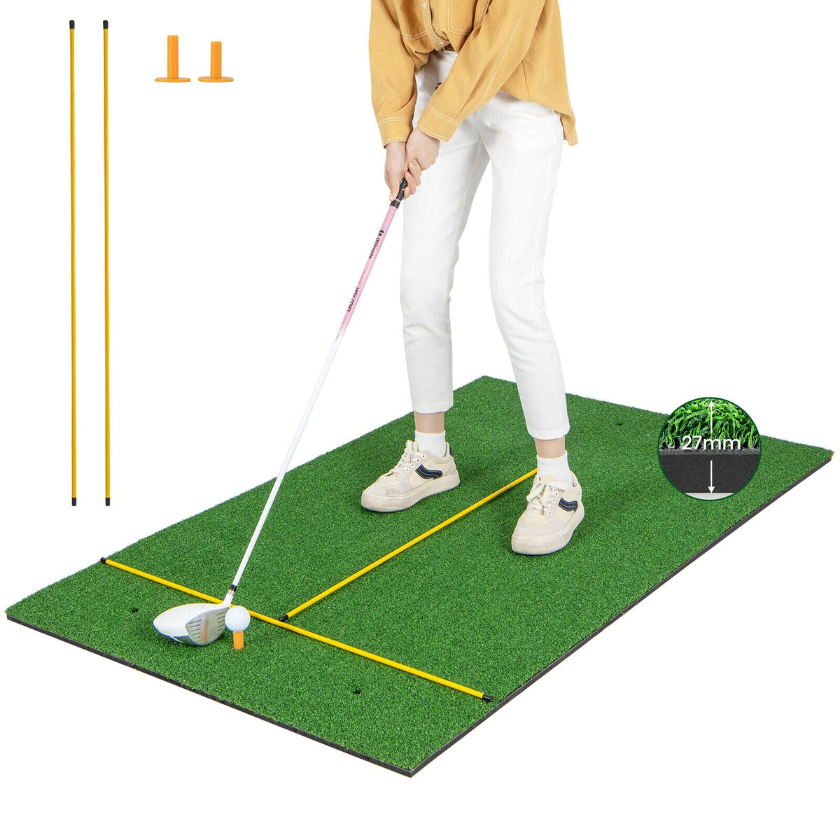 5 x 3 ft Artificial Turf Grass Practice Mat for Indoors and Outdoors