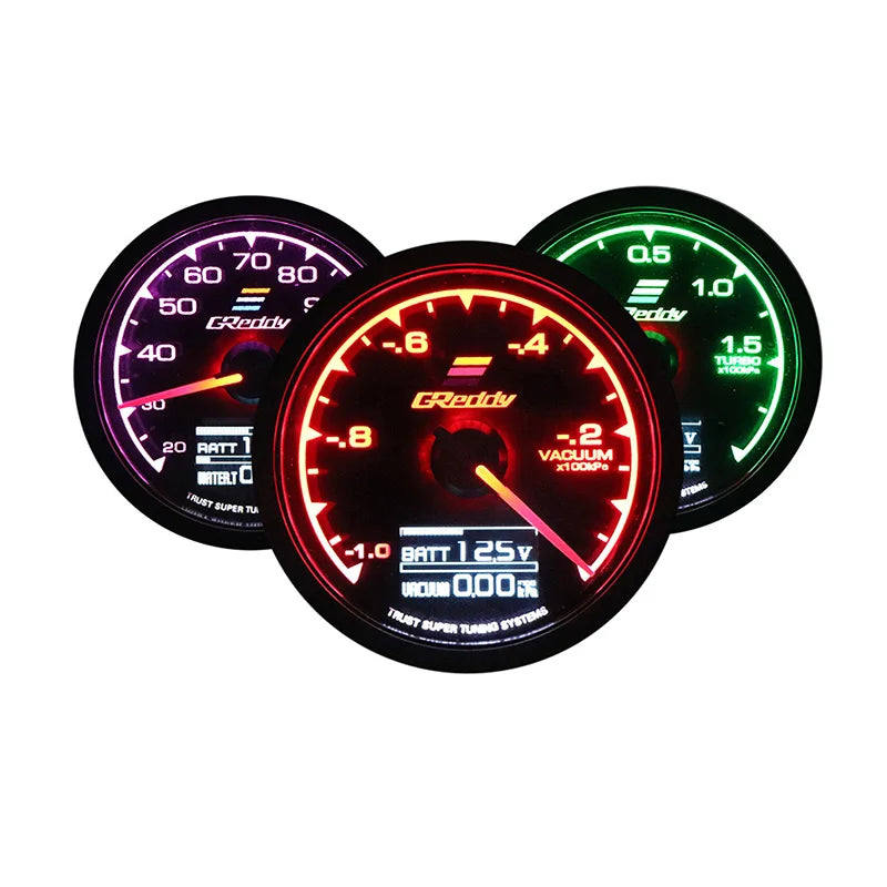 Universal 2.5 Inch 62mm 7 Color LCD Gauge | Water Temp Oil Pressure RPM Tachometer with Sensor MyPetiteCar.com