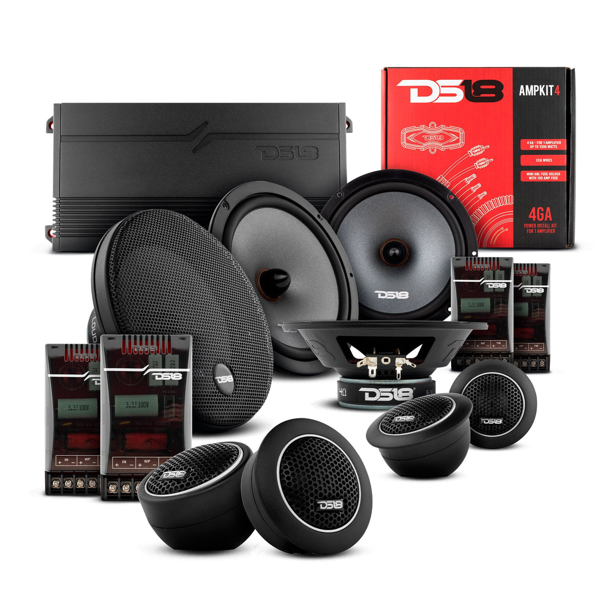 DS18 2006-2020 Honda Civic Front and Back Doors Sedan Speaker Best Upgrade/Replacement Package 1800 Watts DS18
