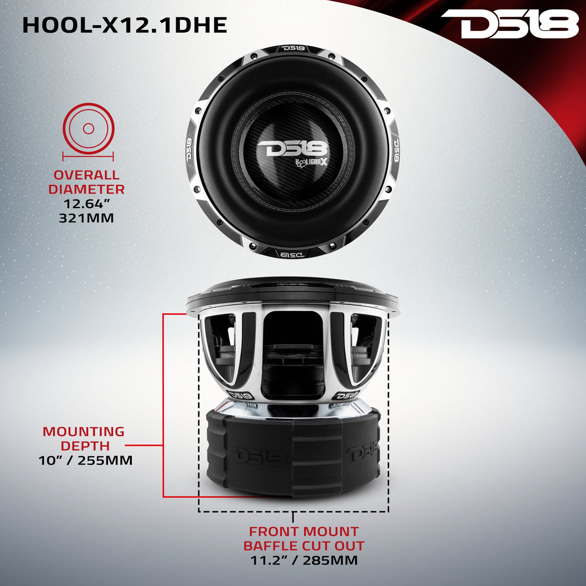 HOOLIGAN X 12" High Excursion Subwoofer 4000 Watts Rms 4" DVC 1-Ohm DS18