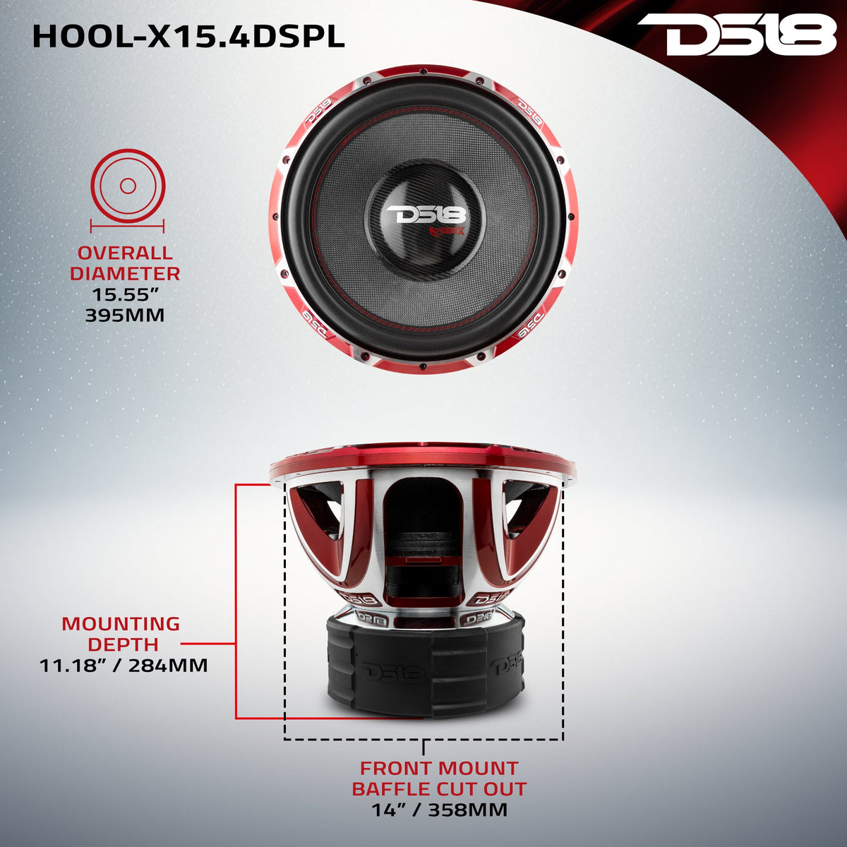 HOOLIGAN X 15" SPL Subwoofer 4000 Watts Rms 4" DVC 4-Ohm DS18