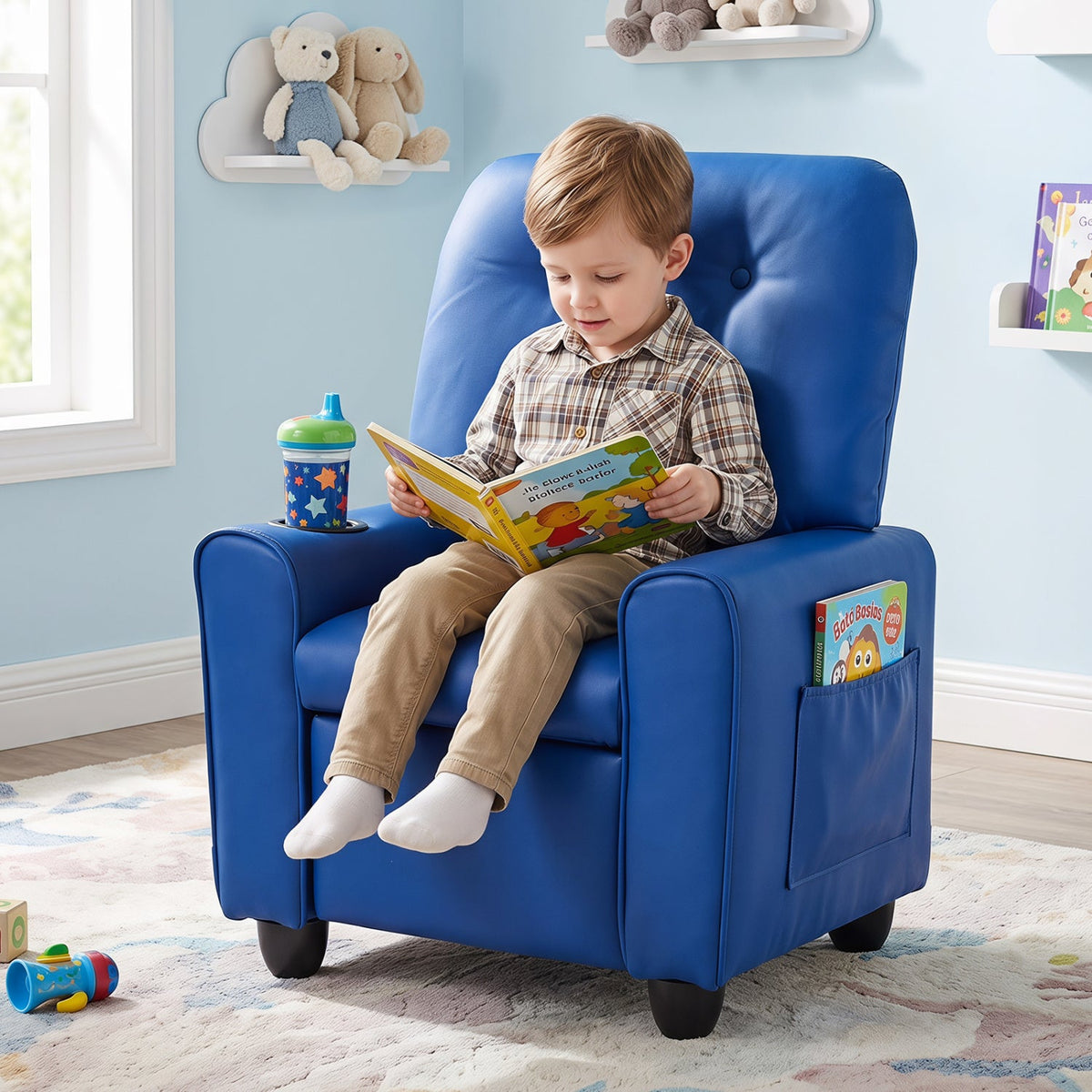 Kids Recliner Chair with Cup Holder & Adjustable Backrest DirectDeals