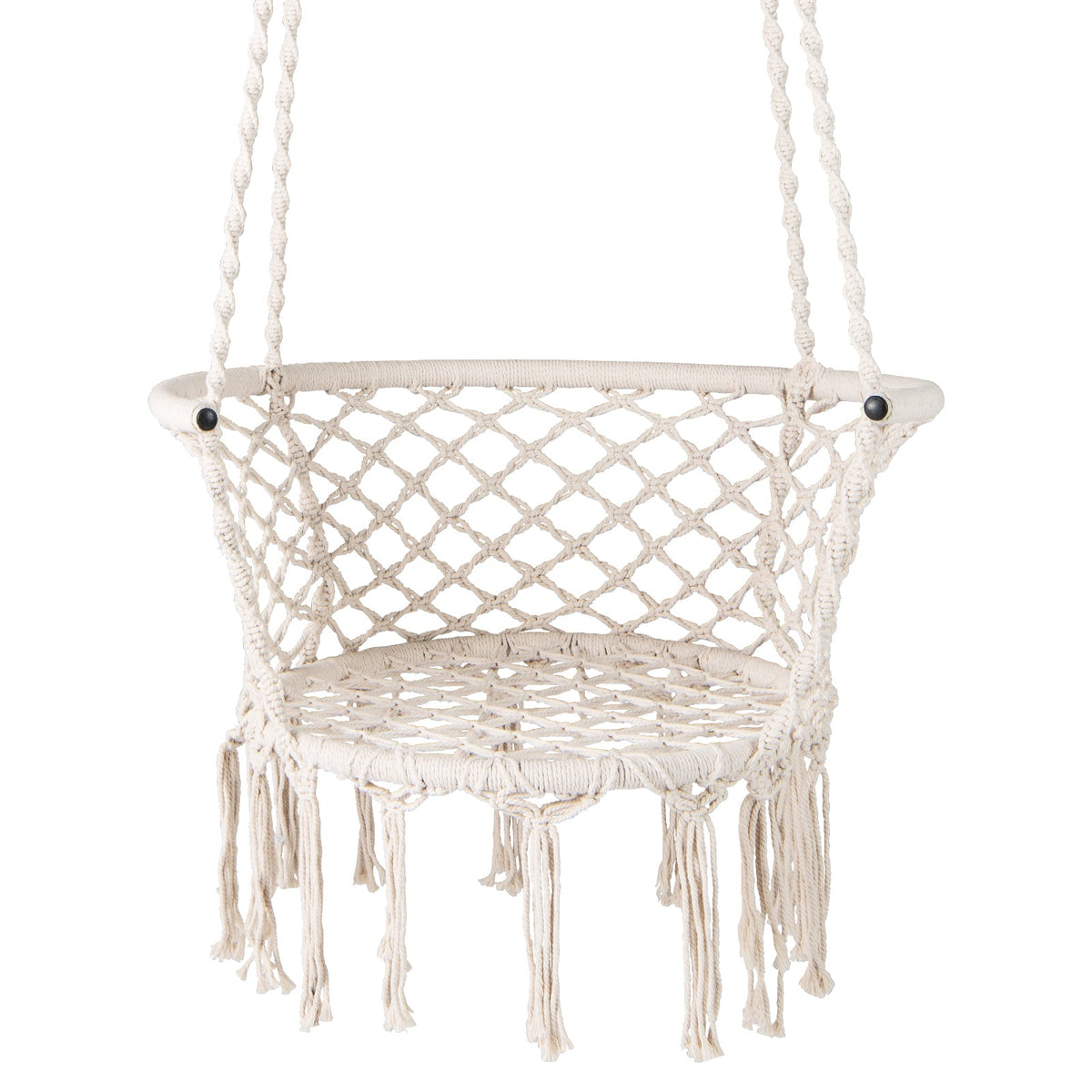 Hammock Chair Macrame Swing Hanging Cotton Rope Chair-Beige