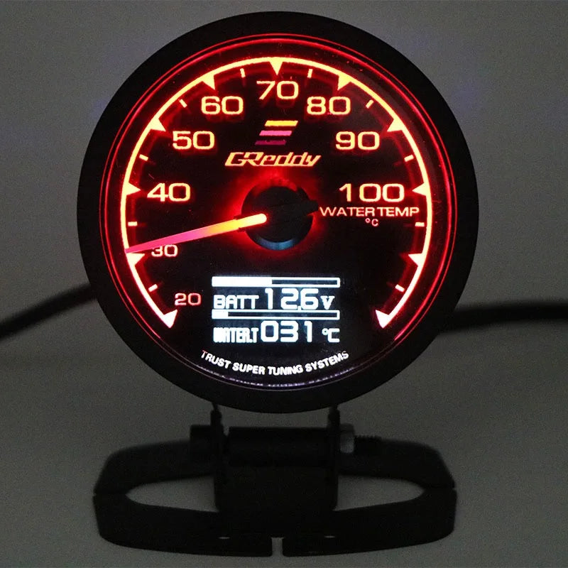 Universal 2.5 Inch 62mm 7 Color LCD Gauge | Water Temp Oil Pressure RPM Tachometer with Sensor MyPetiteCar.com