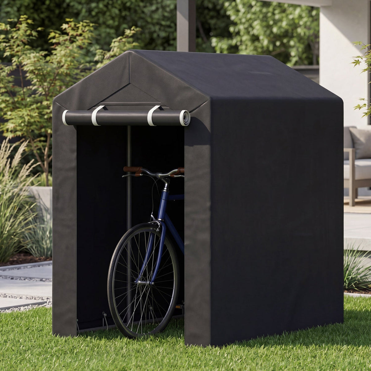 Portable Storage Shed with Roll-Up Zipper Door