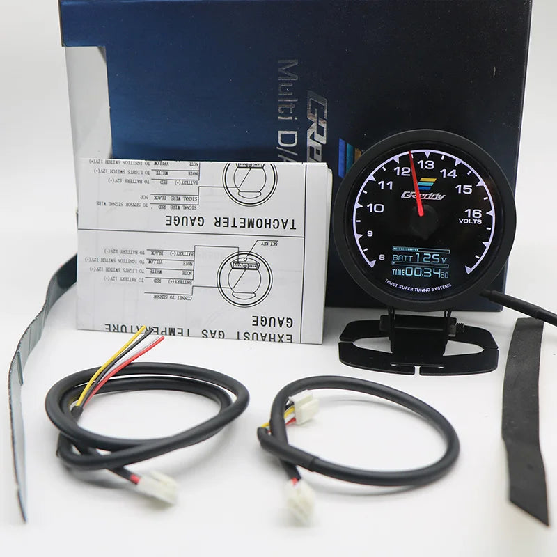 Universal 2.5 Inch 62mm 7 Color LCD Gauge | Water Temp Oil Pressure RPM Tachometer with Sensor MyPetiteCar.com