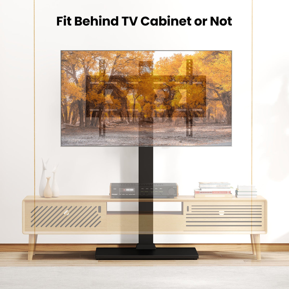 Height Adjustable Floor TV Stand with AV Shelf for 32-70 Inch TVs