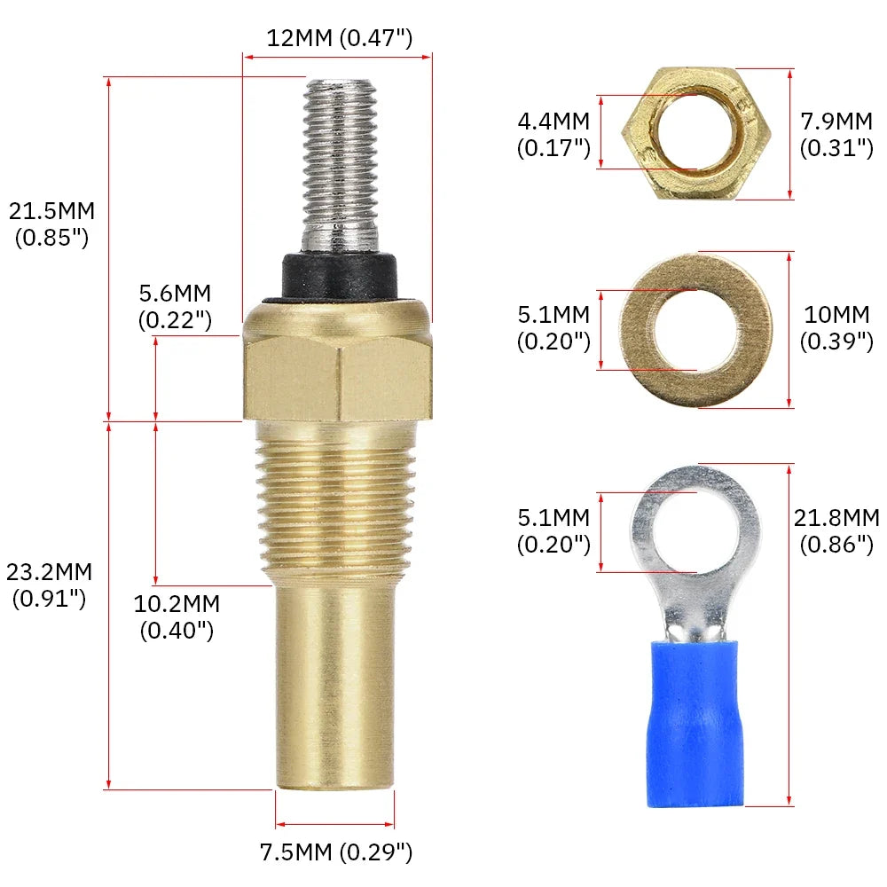 2 Pieces 12V 1/8 NPT Racing Car Oil Temp Sensor | Water Temperature Sensor Gauge TSU01 MyPetiteCar.com