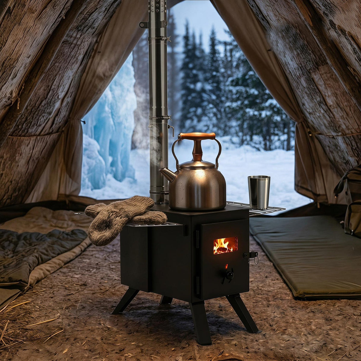 Hot Tent Wood Burning Stove with 8 Chimney Pipes & Ash Tray DirectDeals