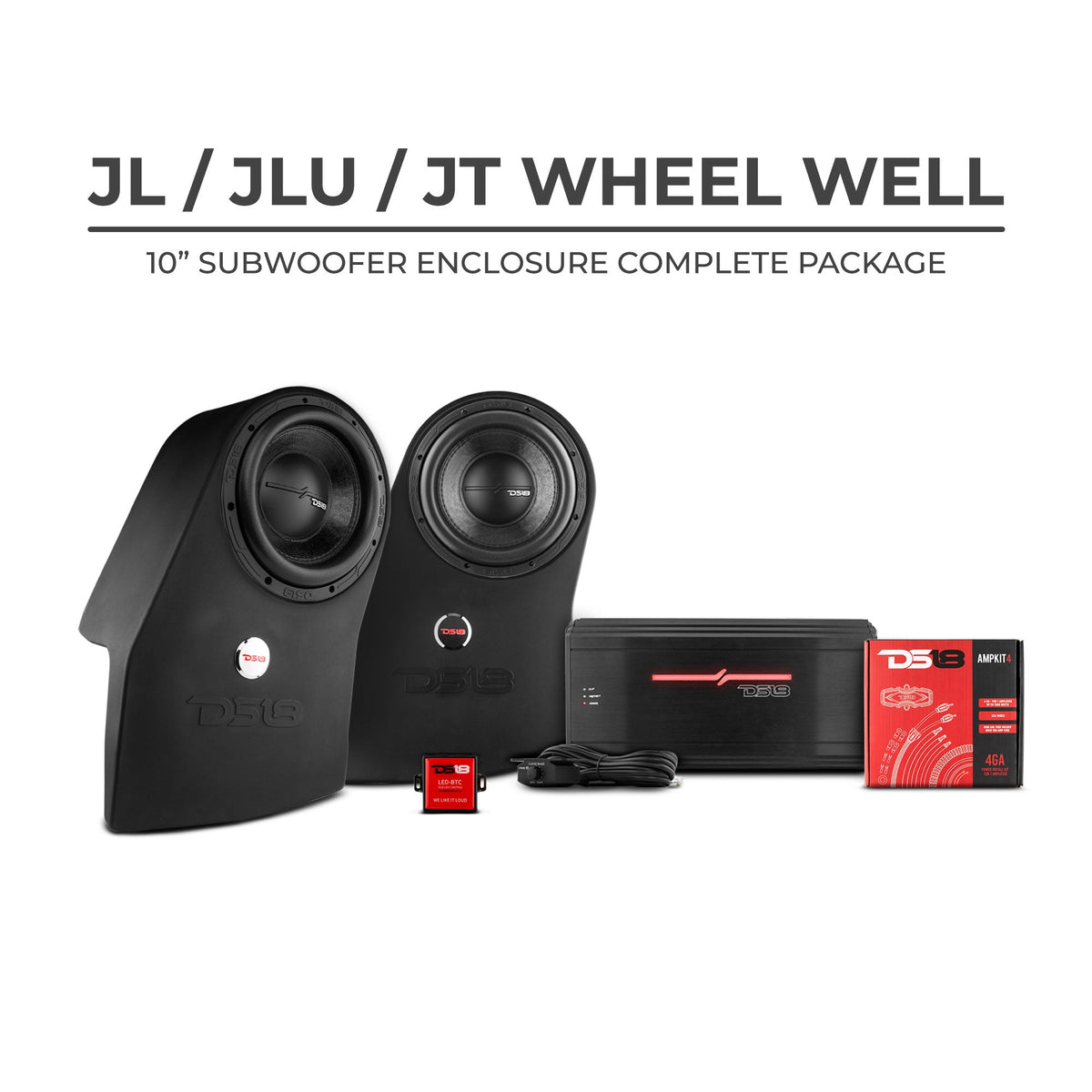 DS18 JL/JLU Exclusive Wheel Well Subwoofer Enclosure Package DS18