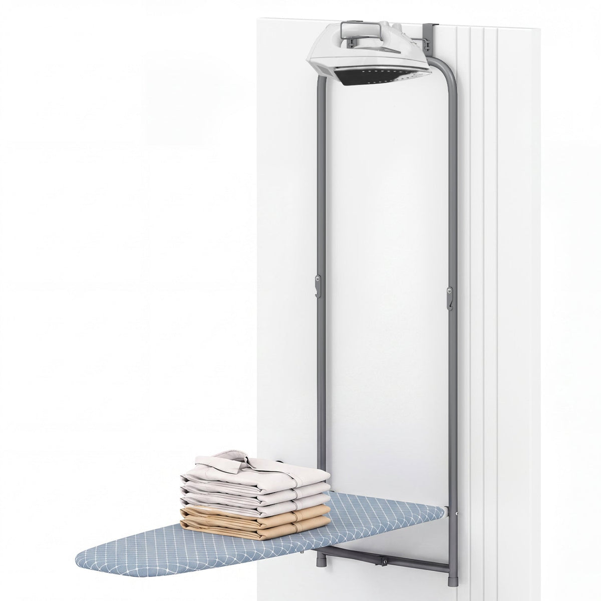Over the Door Ironing Board Space-Saving Metal Hanging Ironing Board-Gray DirectDeals