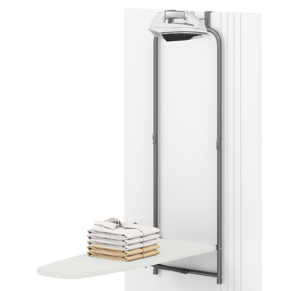 Over the Door Ironing Board Space-Saving Metal Hanging Ironing Board-Gray DirectDeals